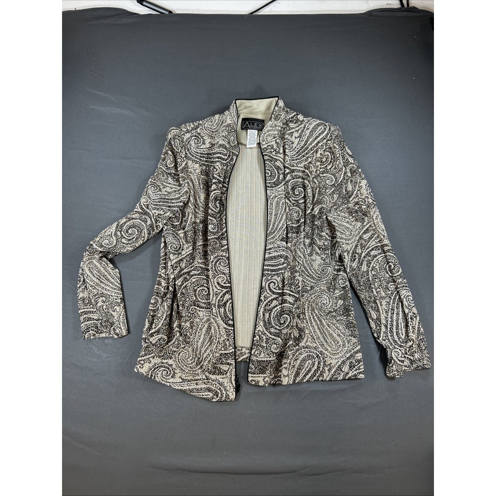 Alex Evenings Sparkly Evening Jacket Petite Small PS Gold Black Glitter Large